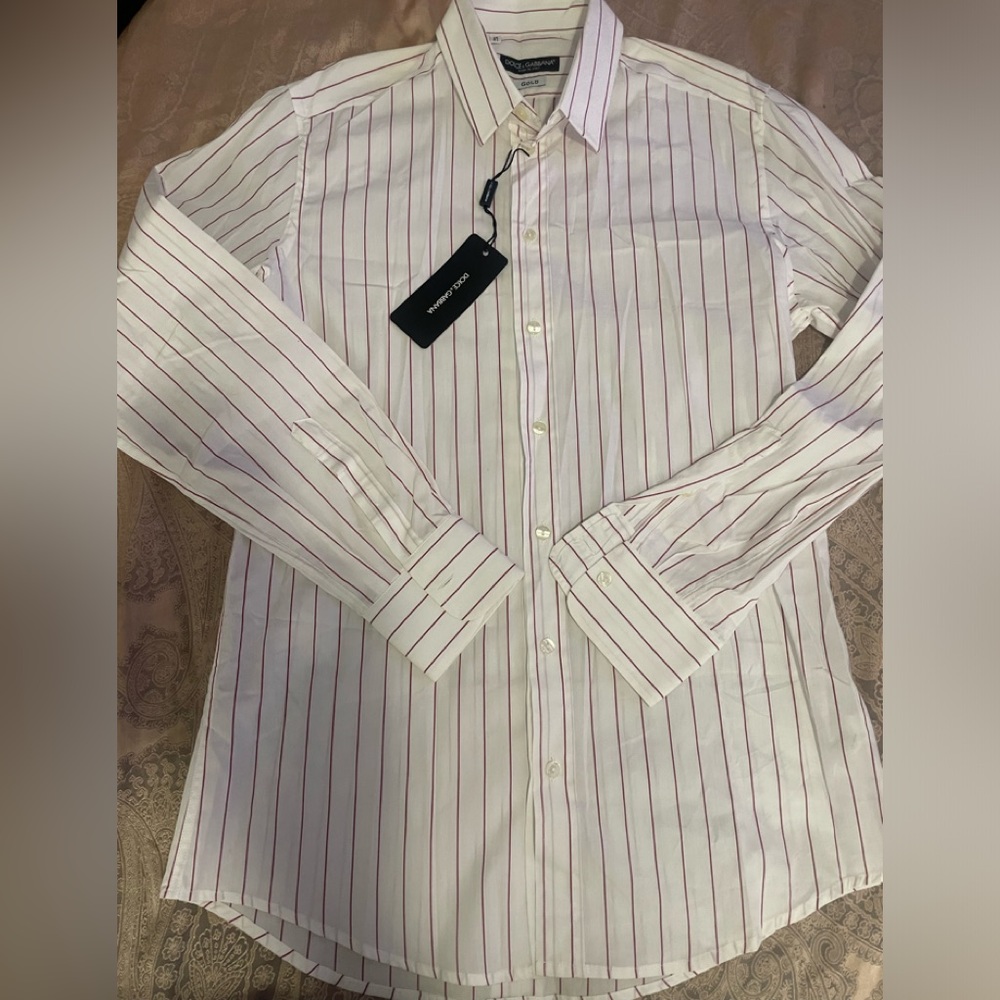 Dolce & Gabbana Gold Striped Shirt Sz 16/L - Picture 4 of 11